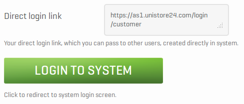 Direct system login link visible in user panel