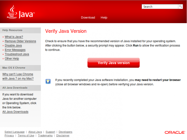 Veryfing Java version